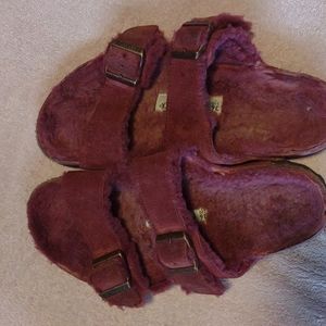 Birkenstock Arizona Shearling Burgundy Sandal 36R